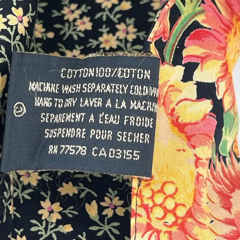 April Cornell reversible patchwork quilted sun flower tablecloth throw